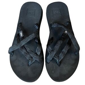 Teva Oluwahu Thong Sandals Black Flip Flops Womens 7.5 UK 5.5 EU 38.5